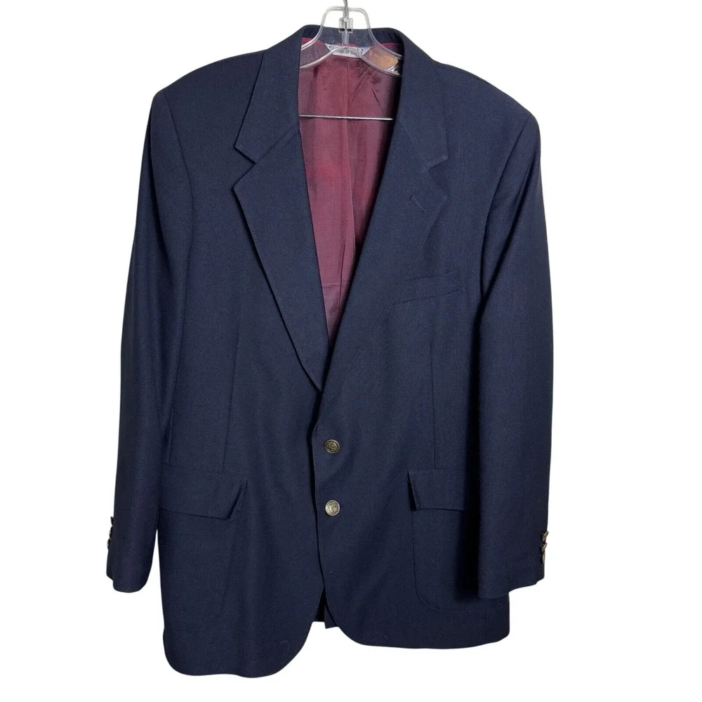 Vintage 70s Levi Strauss Navy Blue Blazer‎ Suit Jacket Two Button Made in USA